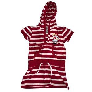 Raggedy Ann Dress Size 3T Red White Striped Embroidered Tunic Hood TINY FLAW